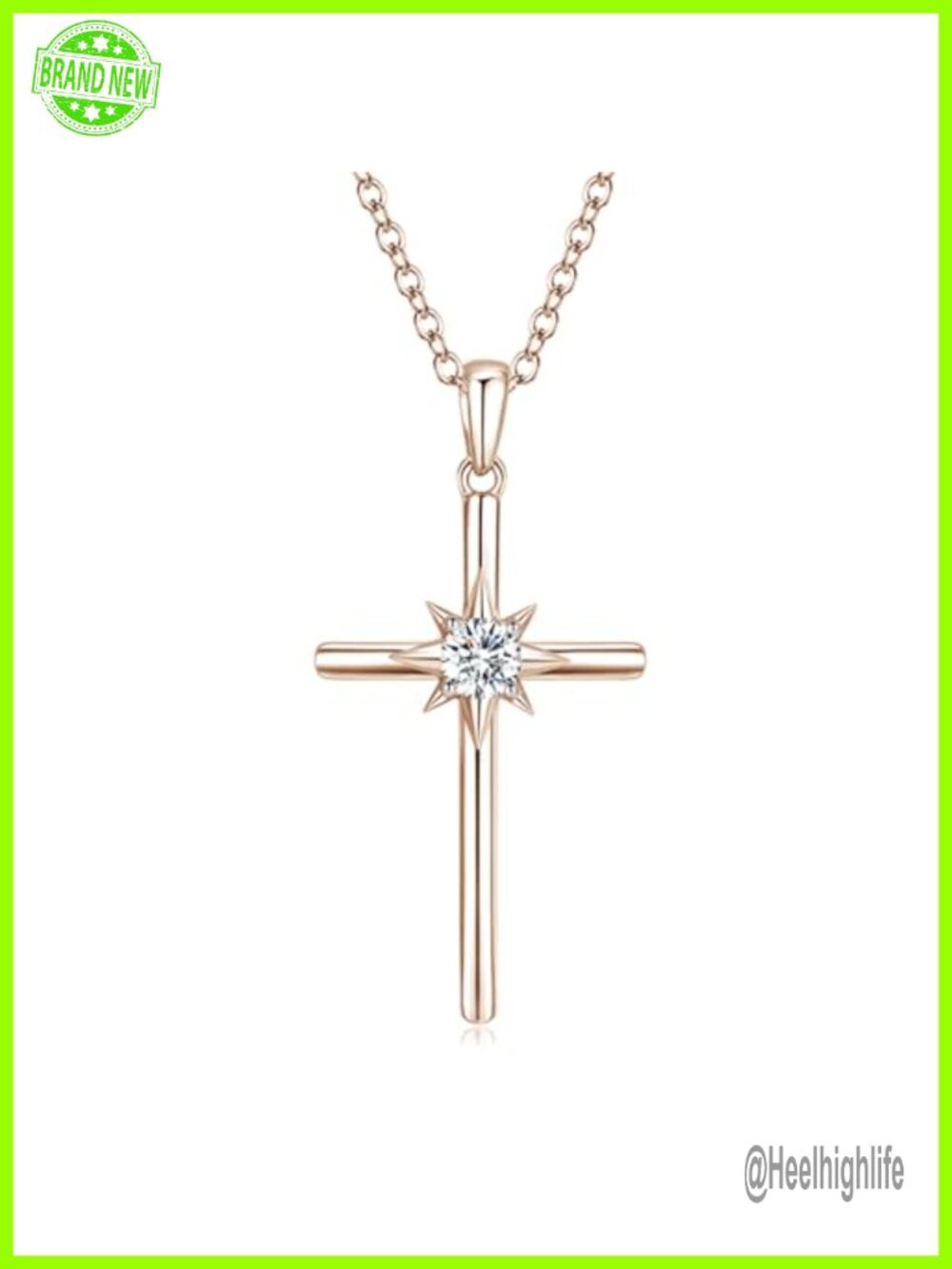 925 Sterling Silver Cross Birthstone Pendant Necklace